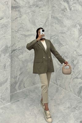 مانتو کتی اداری سه جیب لینن دلسا