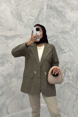 مانتو کتی اداری سه جیب لینن دلسا