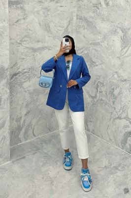 مانتو کتی اداری سه جیب لینن دلسا