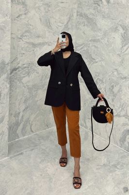 مانتو کتی اداری سه جیب لینن دلسا