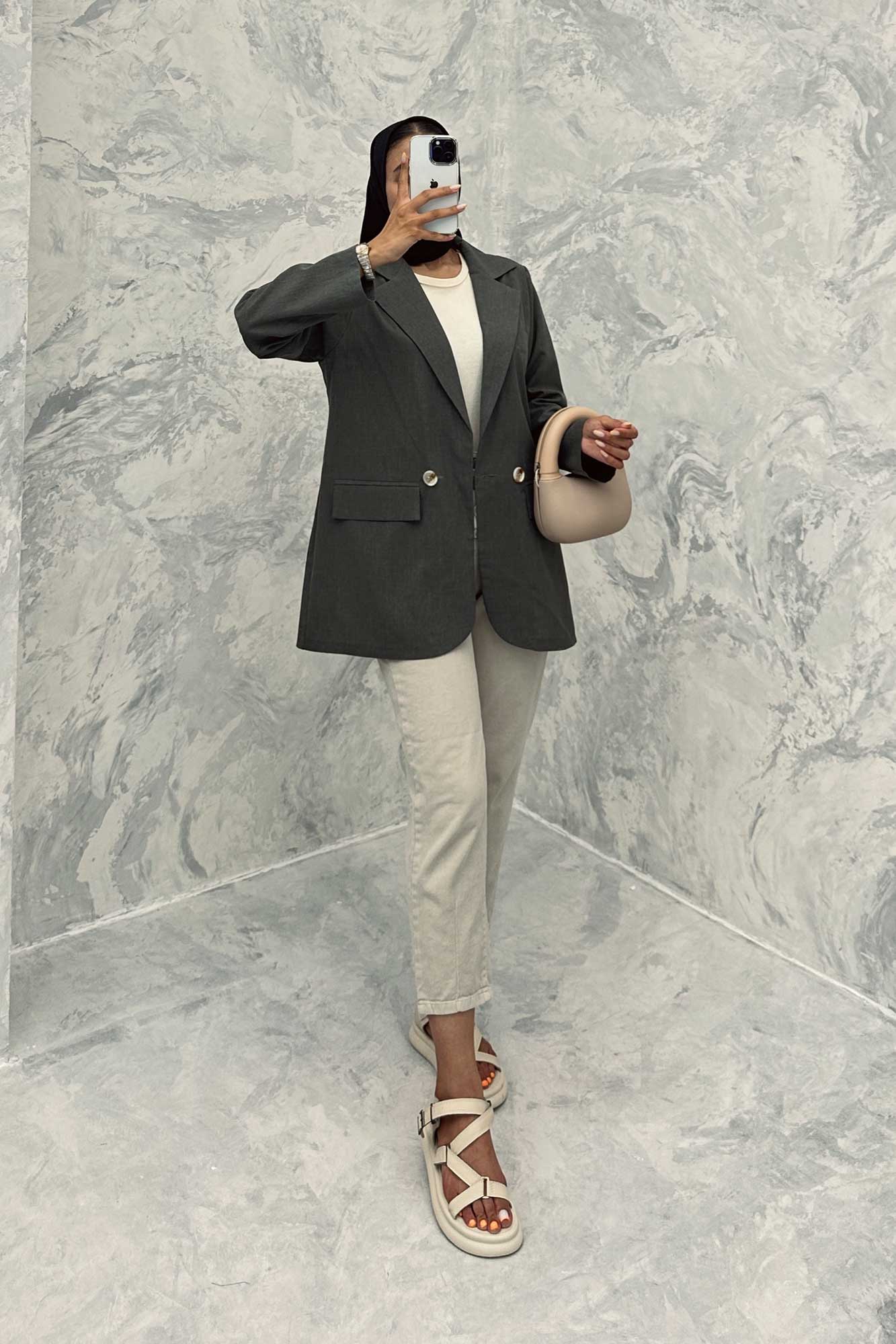 مانتو کتی اداری سه جیب لینن دلسا