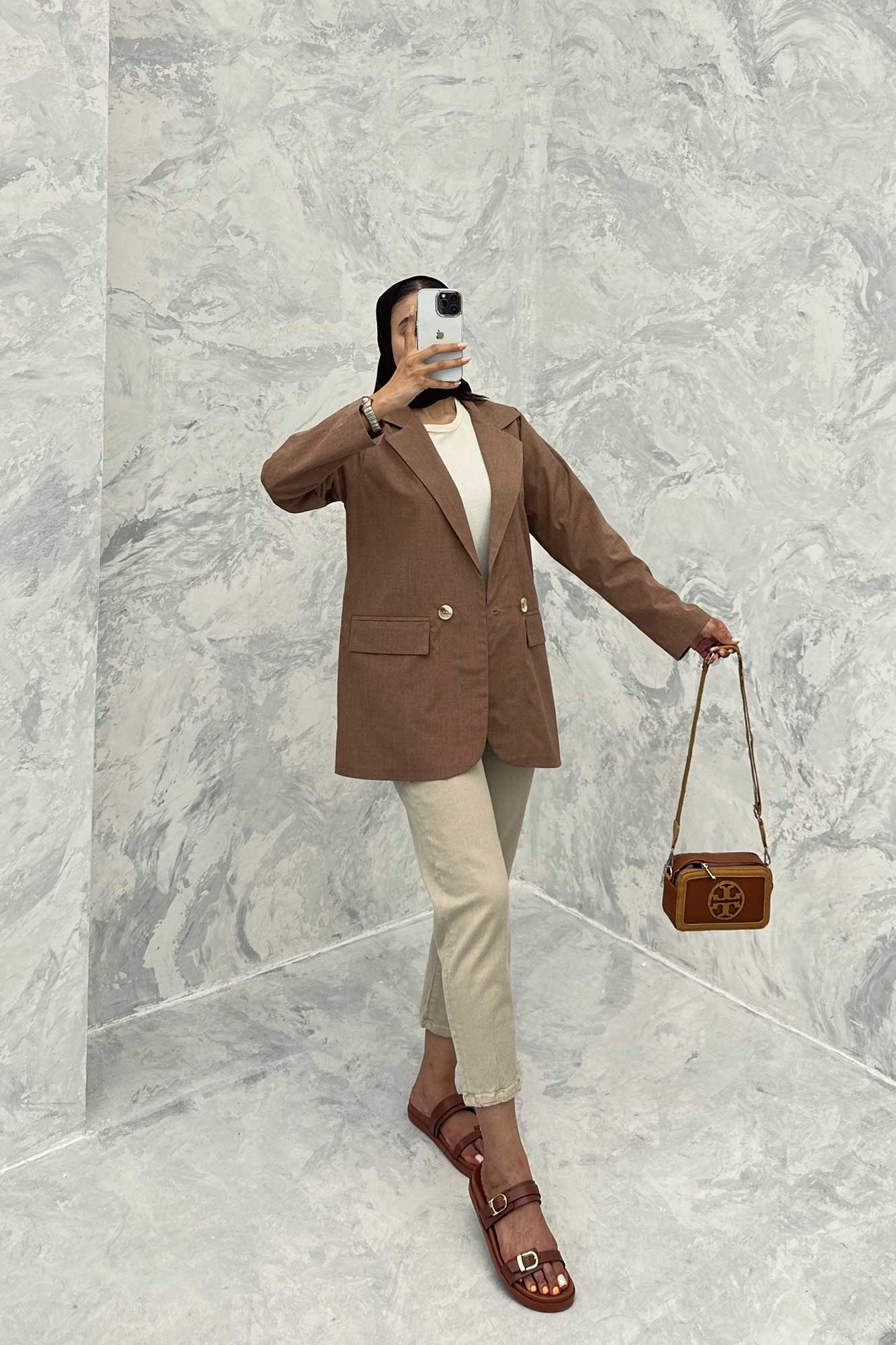 مانتو کتی اداری سه جیب لینن دلسا