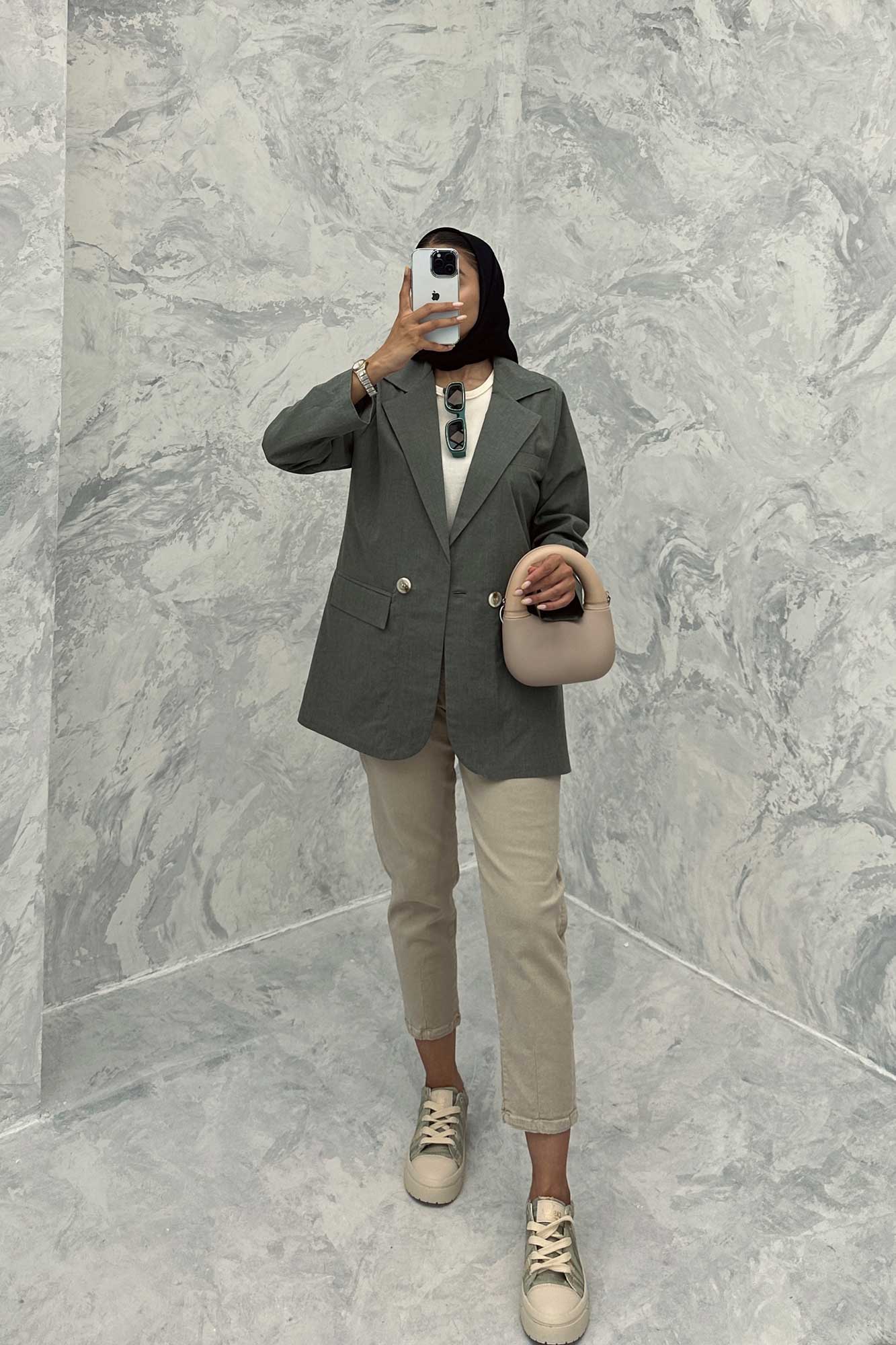 مانتو کتی اداری سه جیب لینن دلسا