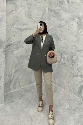 مانتو کتی اداری سه جیب لینن دلسا