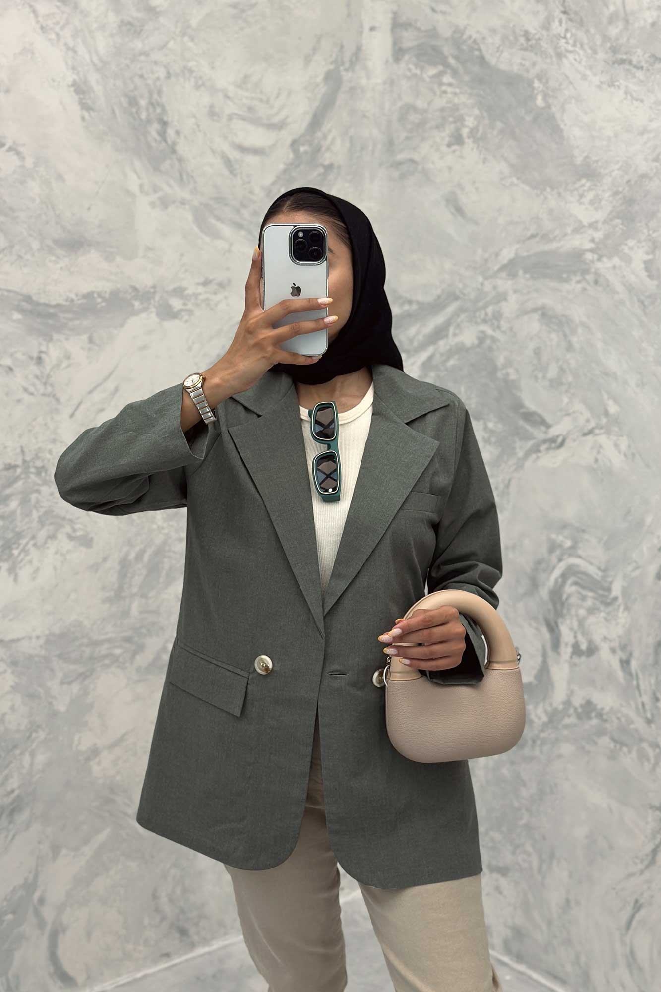 مانتو کتی اداری سه جیب لینن دلسا