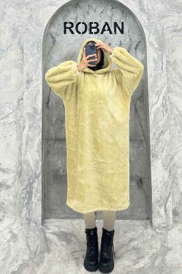 مانتو بلند تدی کلاهدار