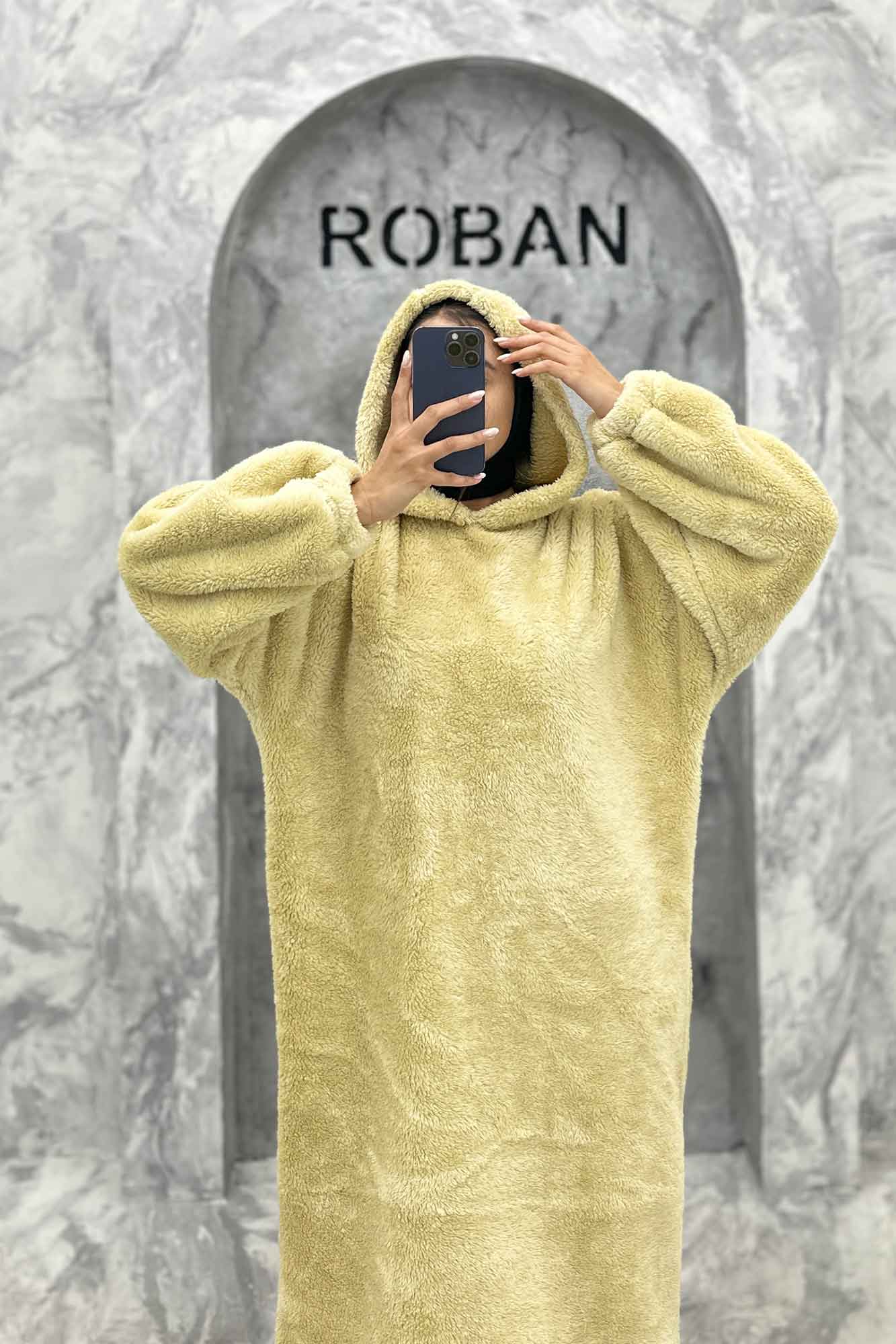 مانتو بلند تدی کلاهدار