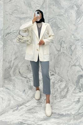 مانتو کتی دو جیب خورجینی لینن