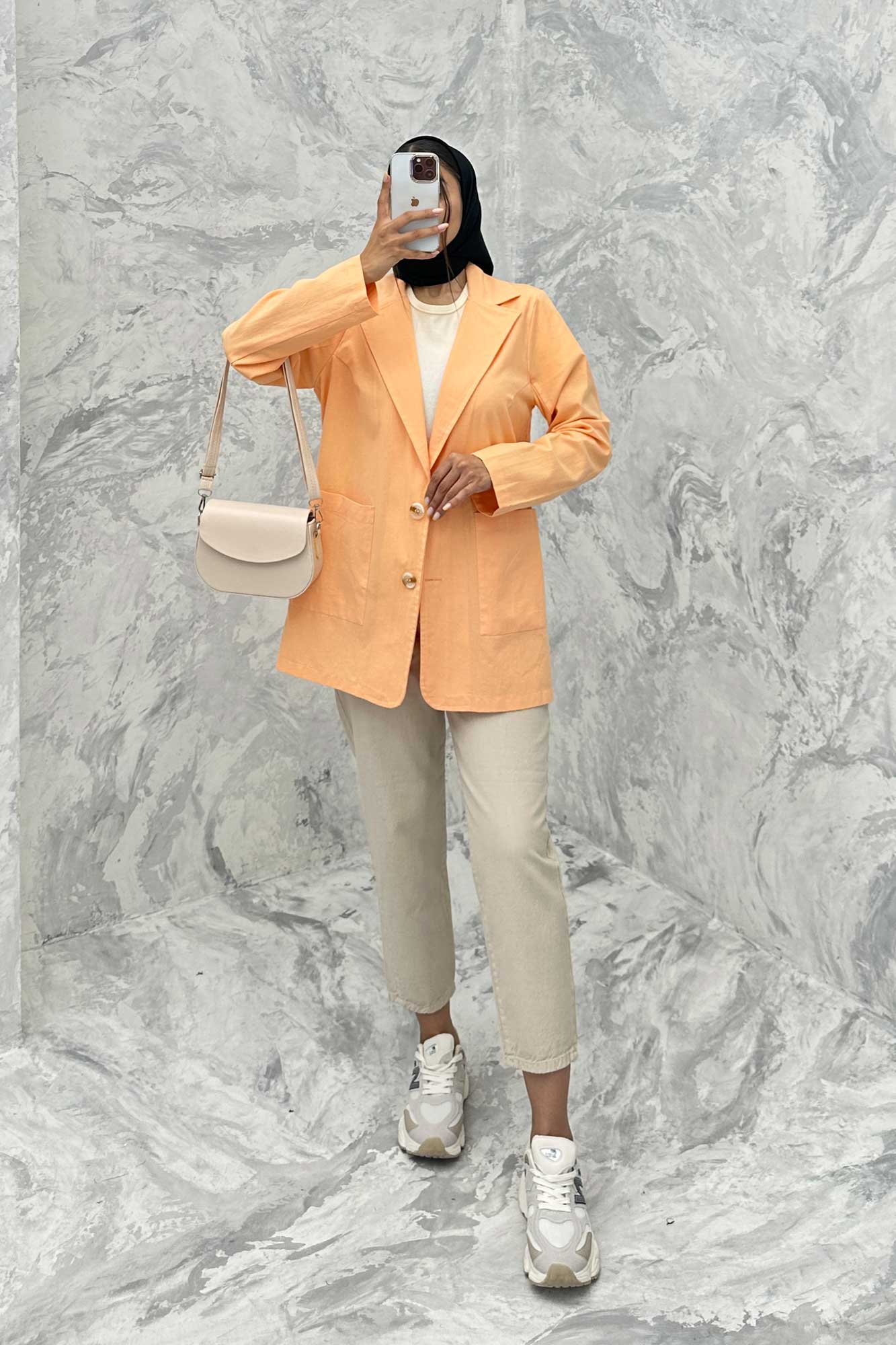 مانتو کتی دو جیب خورجینی لینن