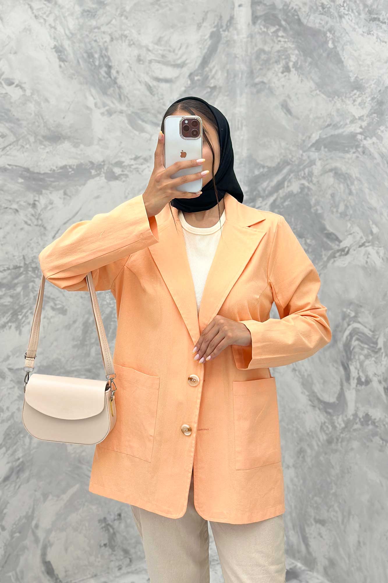 مانتو کتی دو جیب خورجینی لینن