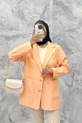 مانتو کتی دو جیب خورجینی لینن