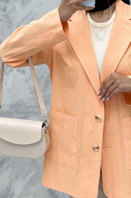 مانتو کتی دو جیب خورجینی لینن