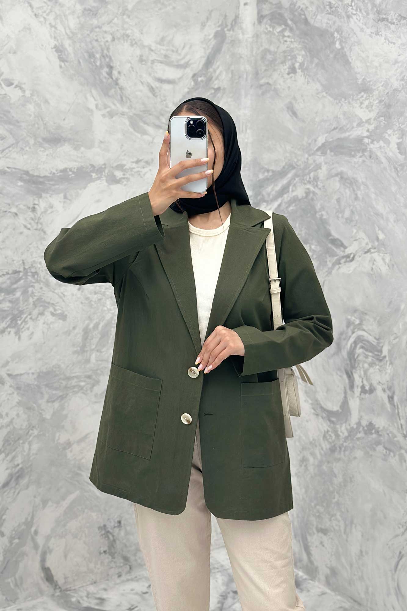 مانتو کتی دو جیب خورجینی لینن