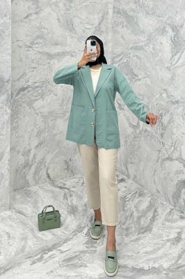 مانتو کتی دو جیب خورجینی لینن