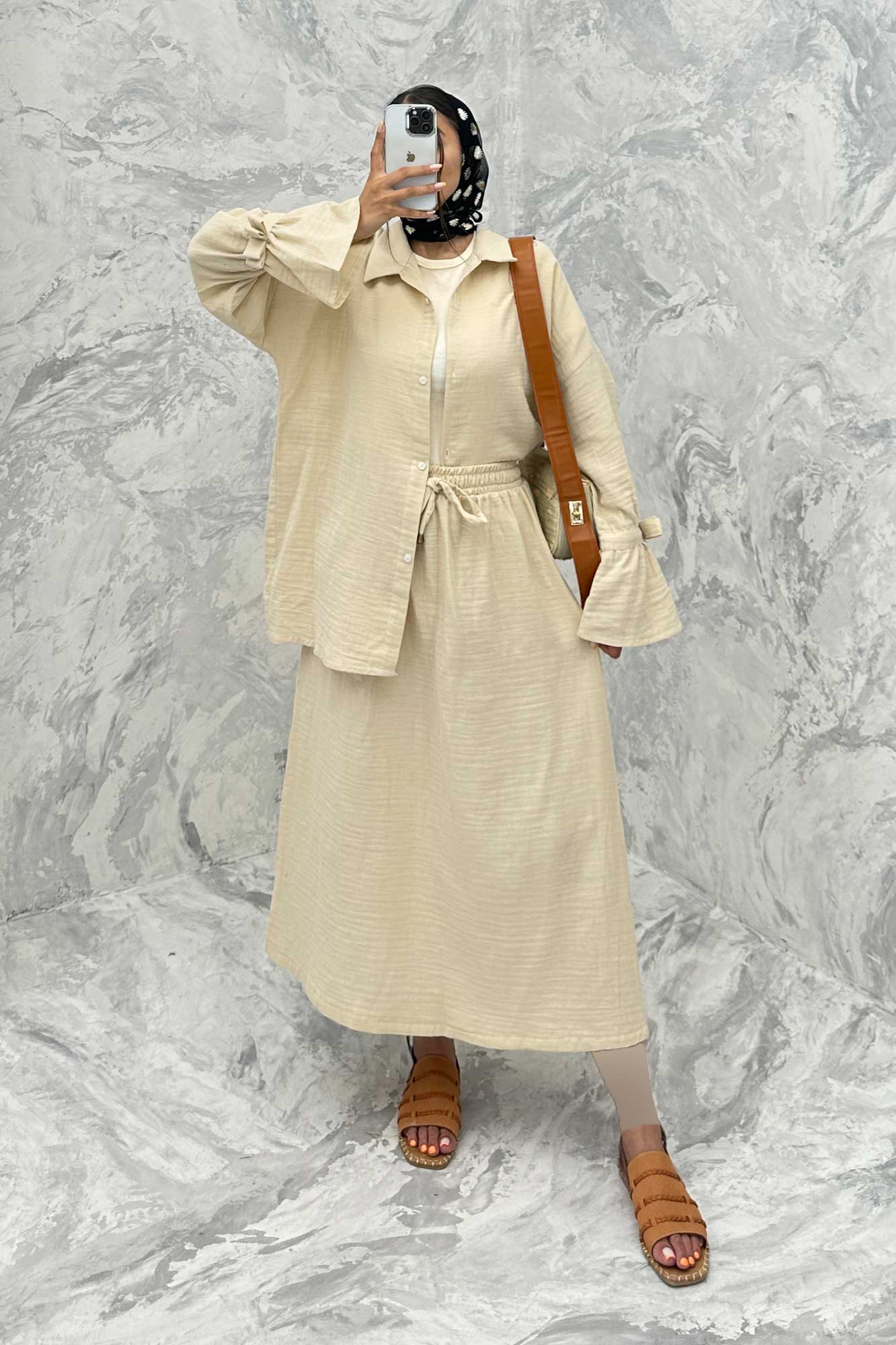 ست مانتو و دامن مالینبو آستین عروسکی