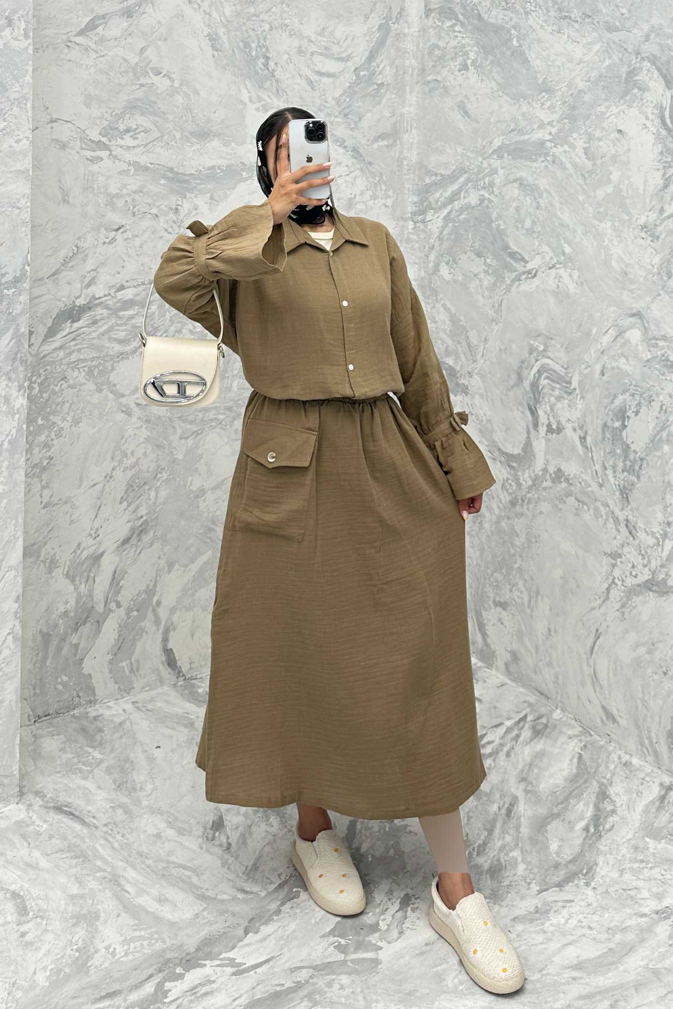 ست مانتو و دامن مالینبو آستین عروسکی