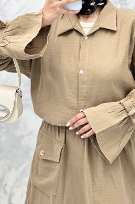 ست مانتو و دامن مالینبو آستین عروسکی