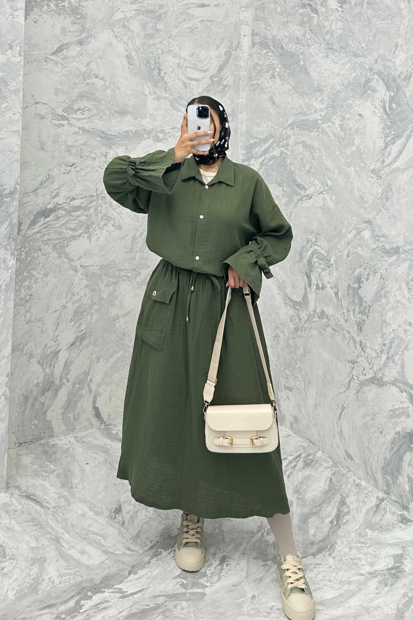 ست مانتو و دامن مالینبو آستین عروسکی