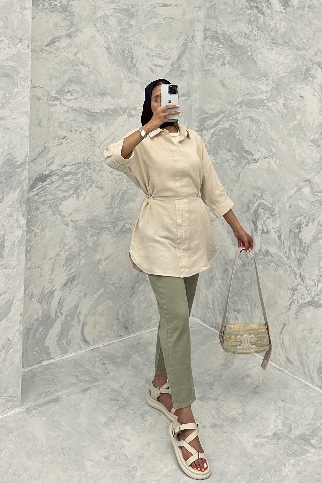 مانتو کمرگت دار کنفی