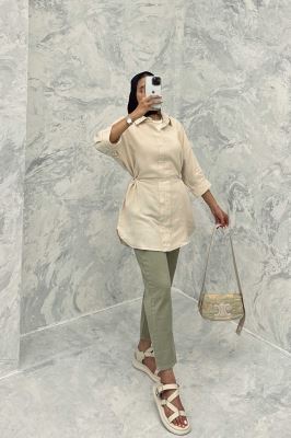 مانتو کمرگت دار کنفی