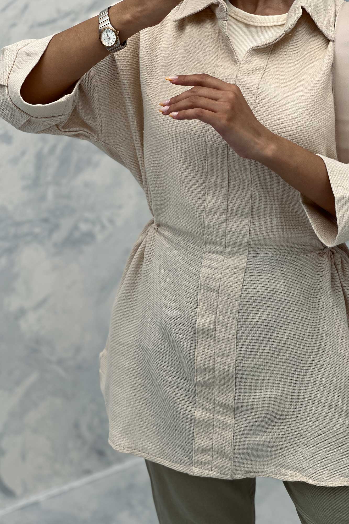 مانتو کمرگت دار کنفی