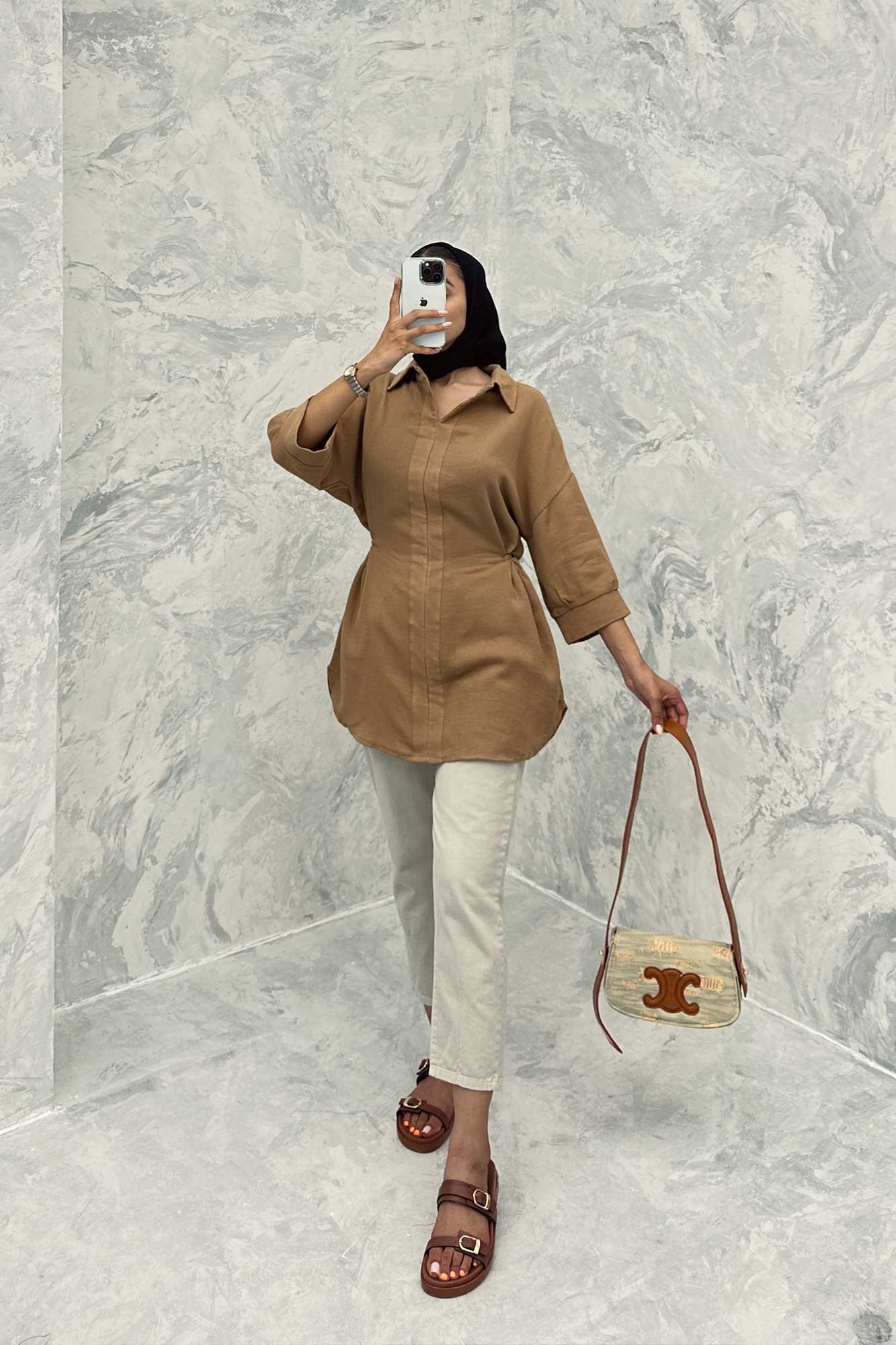 مانتو کمرگت دار کنفی