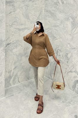 مانتو کمرگت دار کنفی