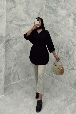 مانتو کمرگت دار کنفی