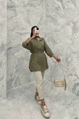 مانتو کمرگت دار کنفی