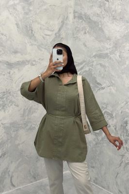 مانتو کمرگت دار کنفی