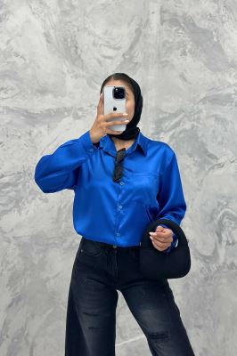 شومیز ساتن تک جیب