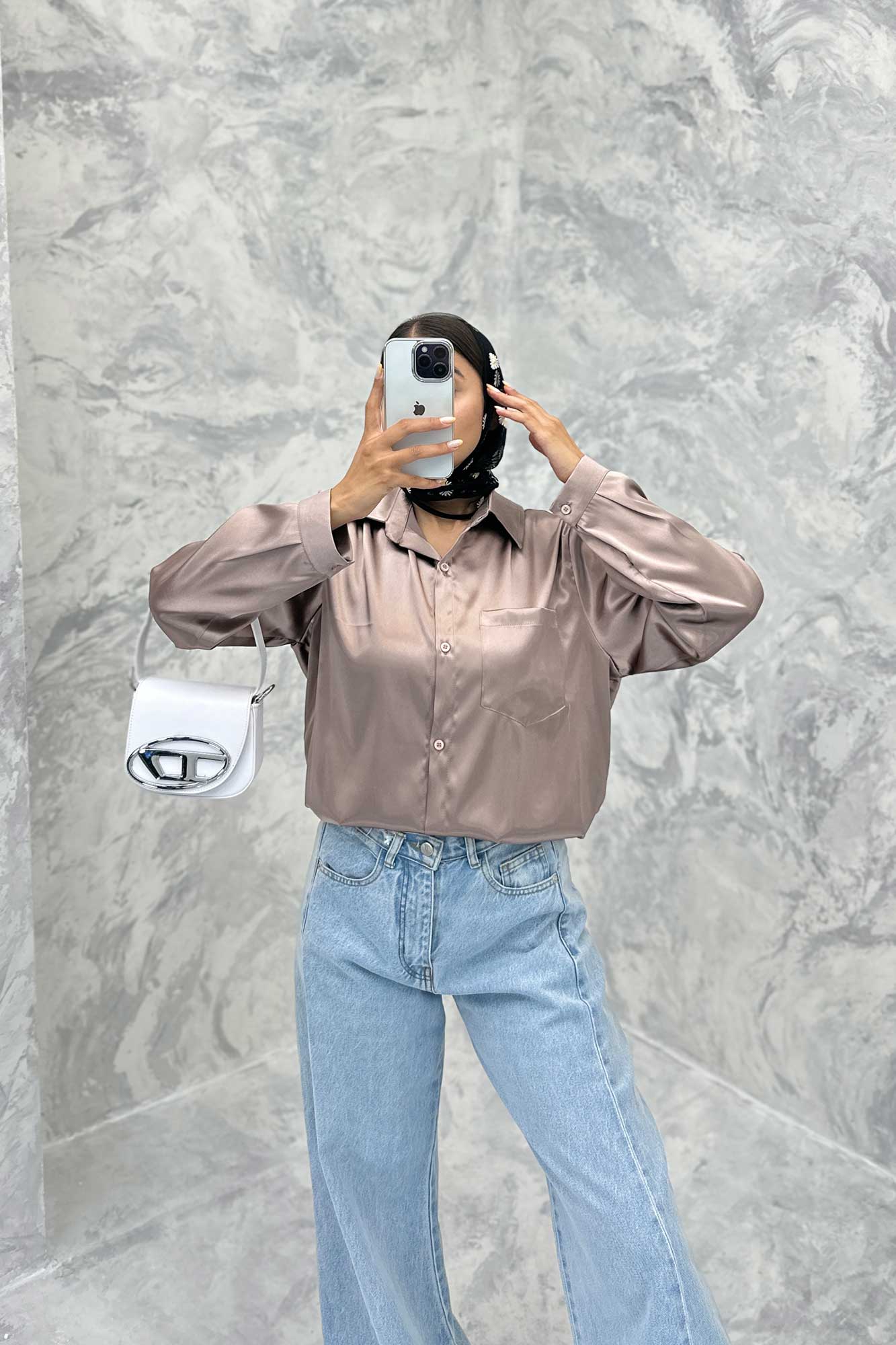 شومیز ساتن تک جیب