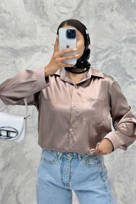 شومیز ساتن تک جیب