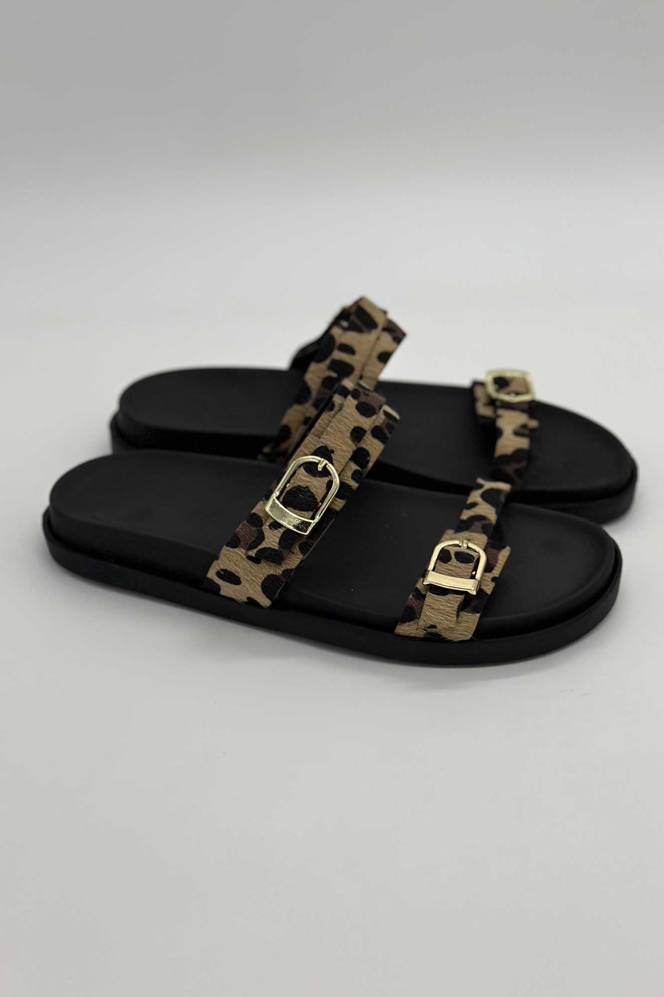 صندل دو بند سگک رومی پلنگی