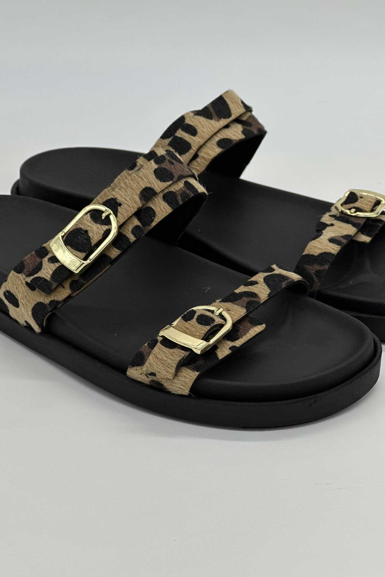 صندل دو بند سگک رومی پلنگی