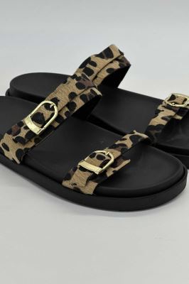 صندل دو بند سگک رومی پلنگی