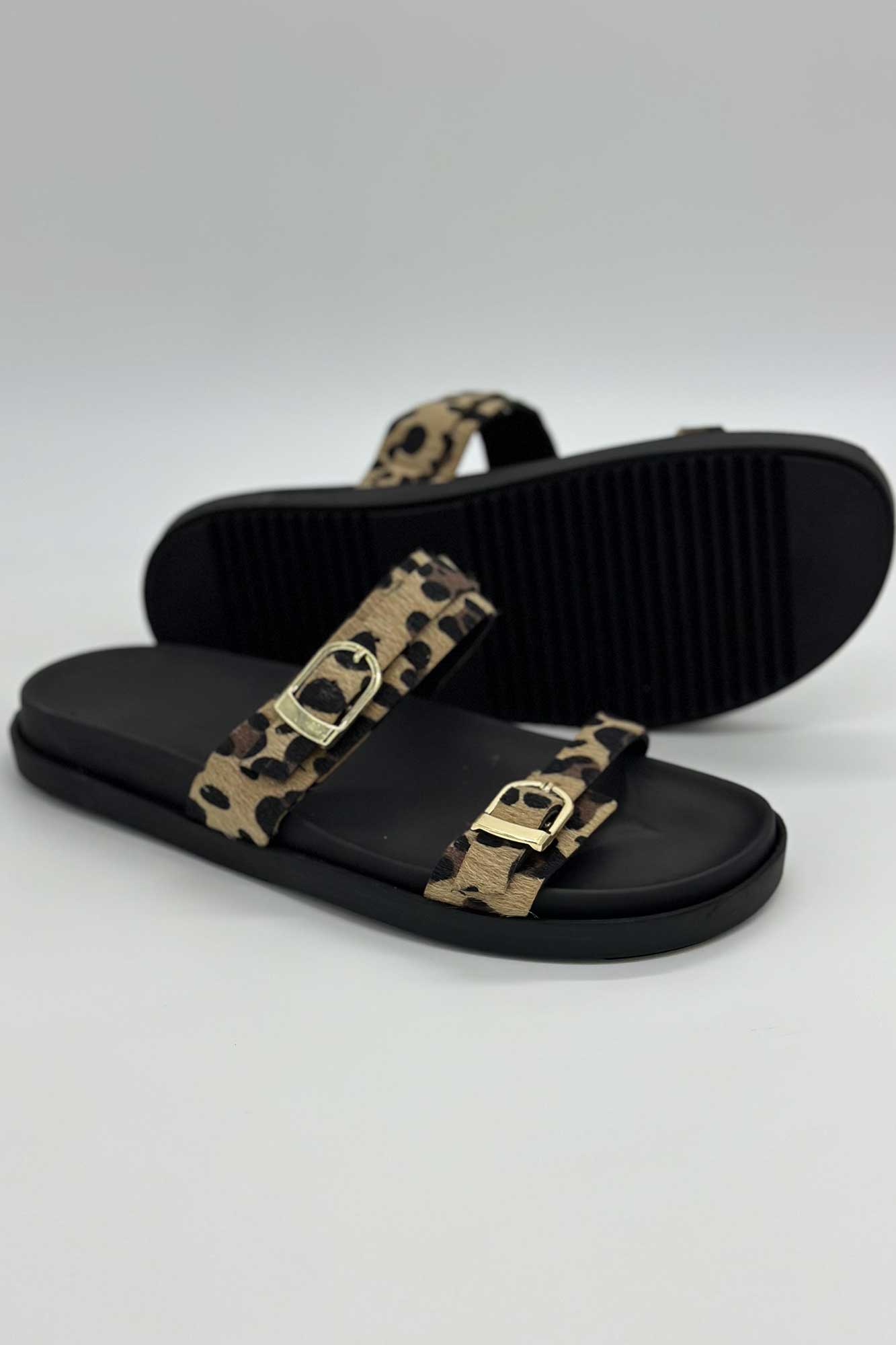 صندل دو بند سگک رومی پلنگی