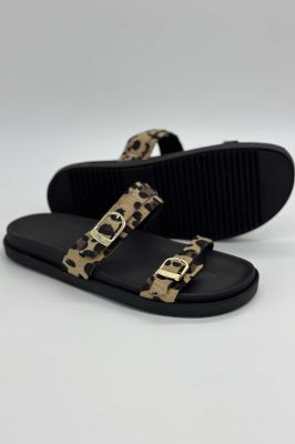 صندل دو بند سگک رومی پلنگی