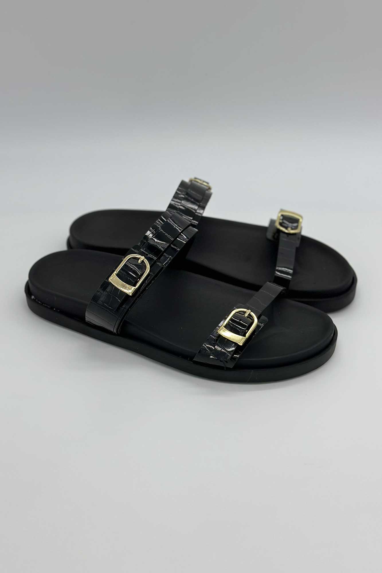 صندل دو بند سگک رومی ورنی