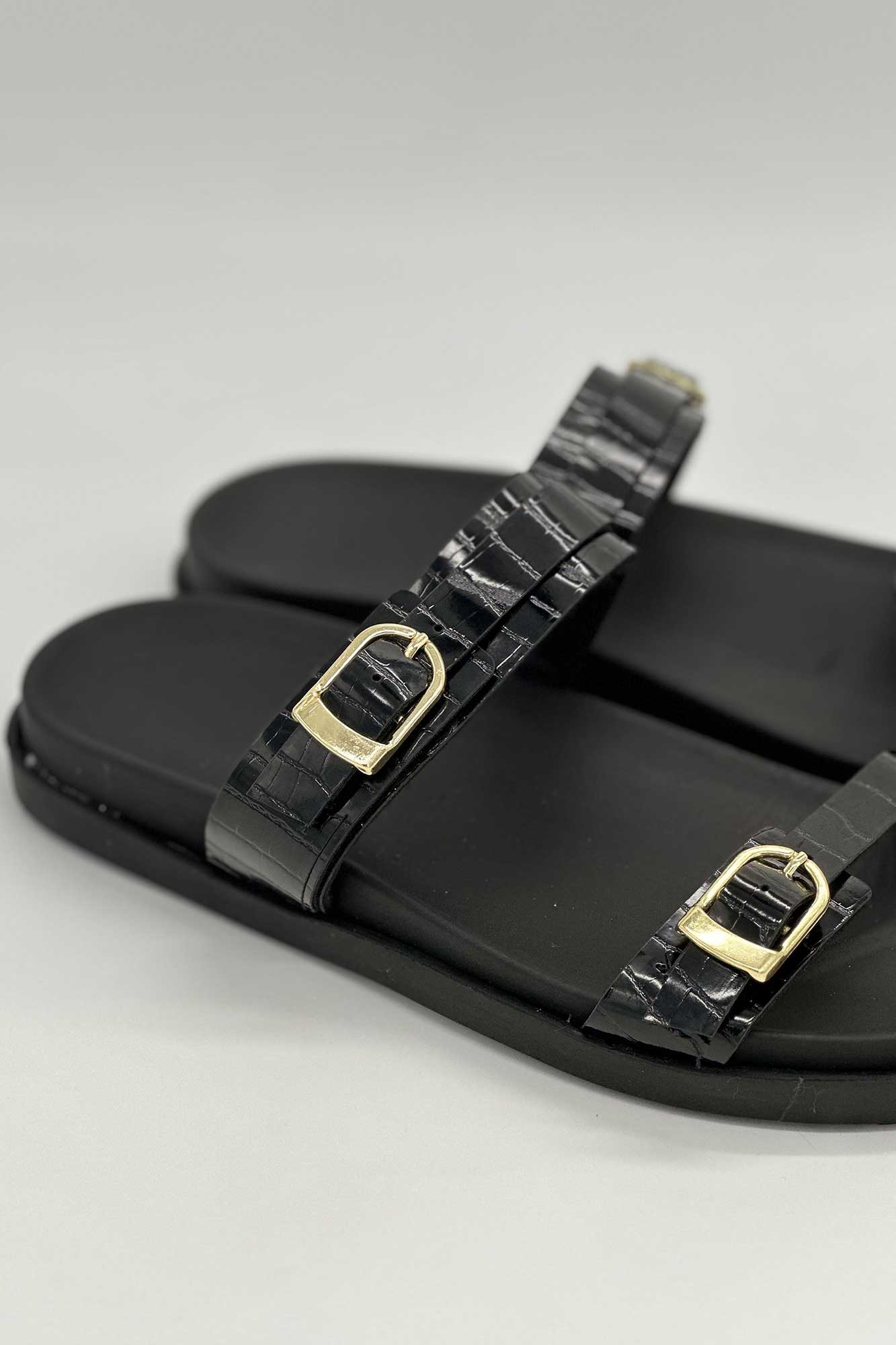 صندل دو بند سگک رومی ورنی