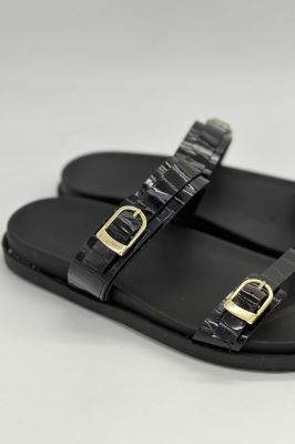 صندل دو بند سگک رومی ورنی