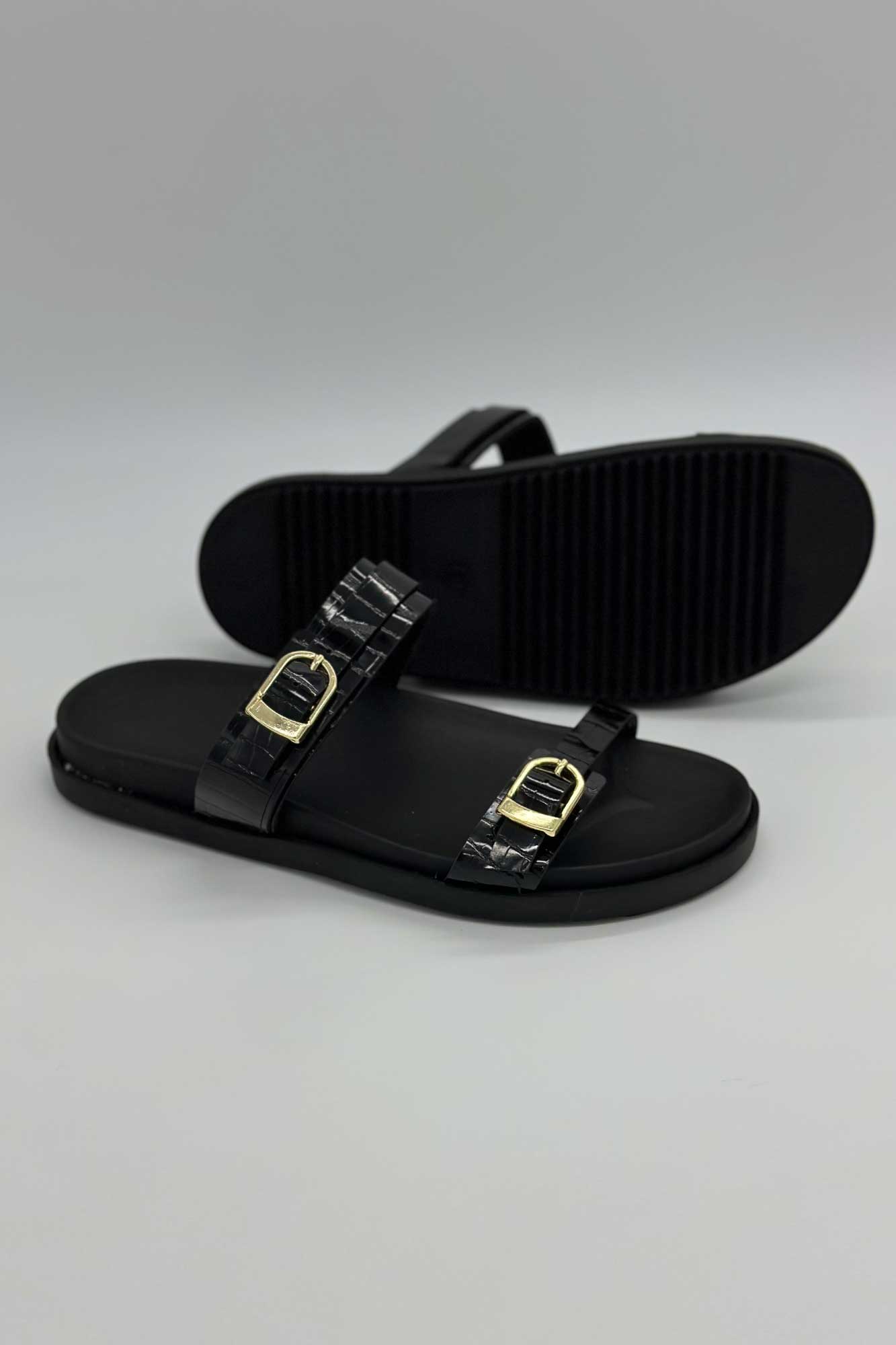 صندل دو بند سگک رومی ورنی