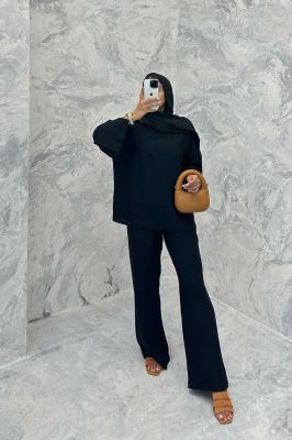 ست مانتو و شلوار یقه چاکدار بابوس