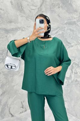 ست مانتو و شلوار یقه چاکدار بابوس