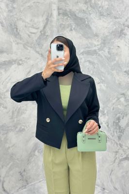 کت کراپ یقه بلیزر پهن مازراتی