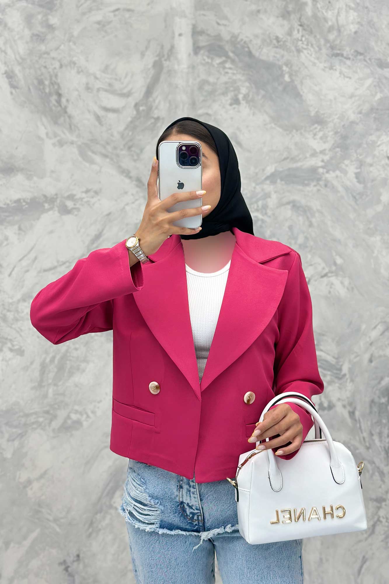 کت کراپ یقه بلیزر پهن مازراتی