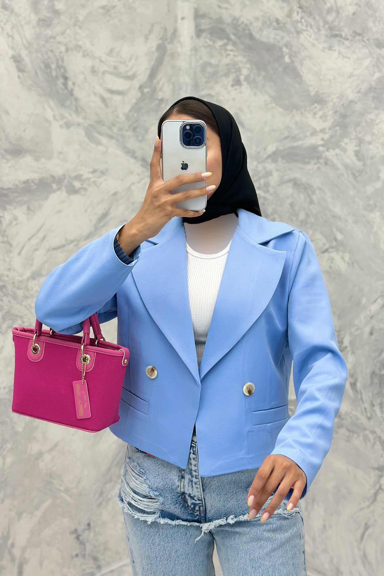 کت کراپ یقه بلیزر پهن مازراتی