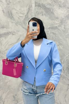 کت کراپ یقه بلیزر پهن مازراتی