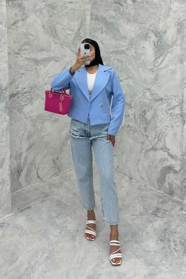 کت کراپ یقه بلیزر پهن مازراتی