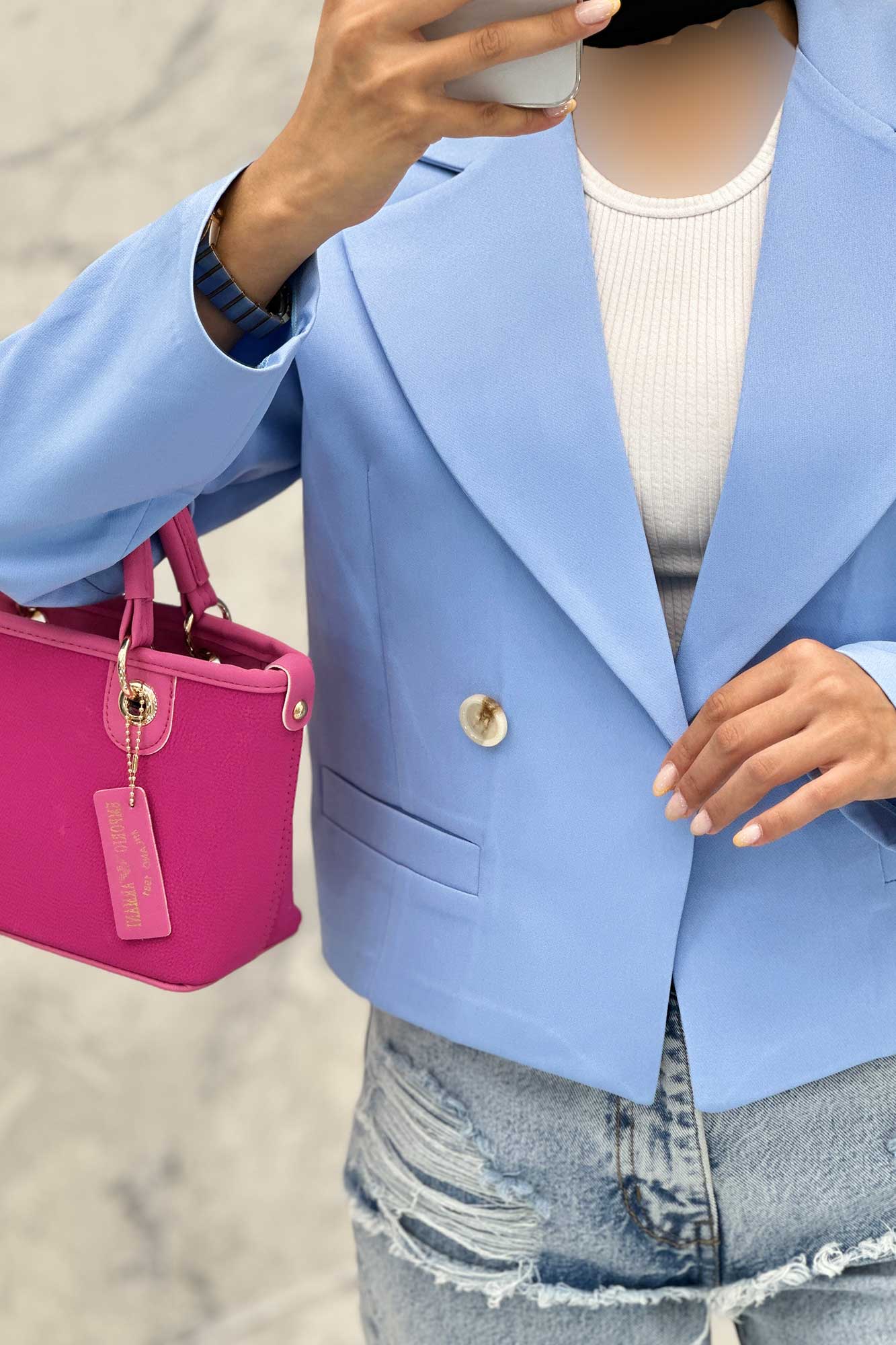 کت کراپ یقه بلیزر پهن مازراتی